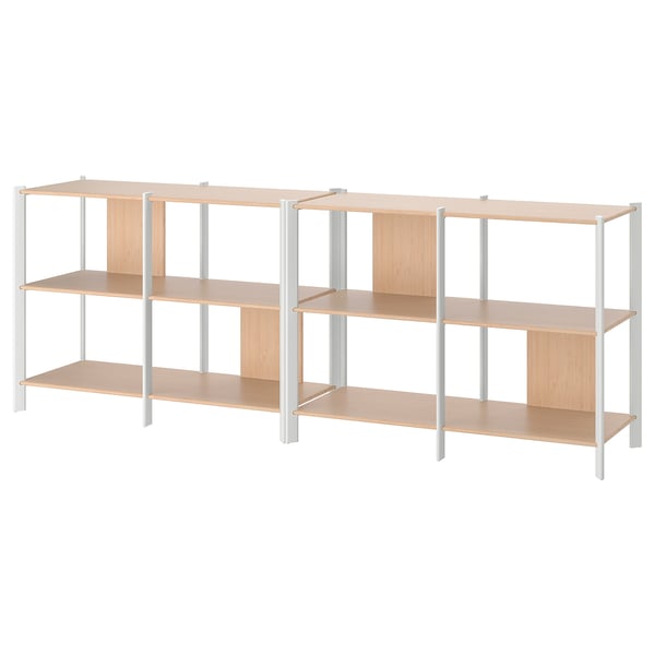 JÄTTESTA - JÄTTESTA Storage combination, white/light bamboo, 240x40x85 cm