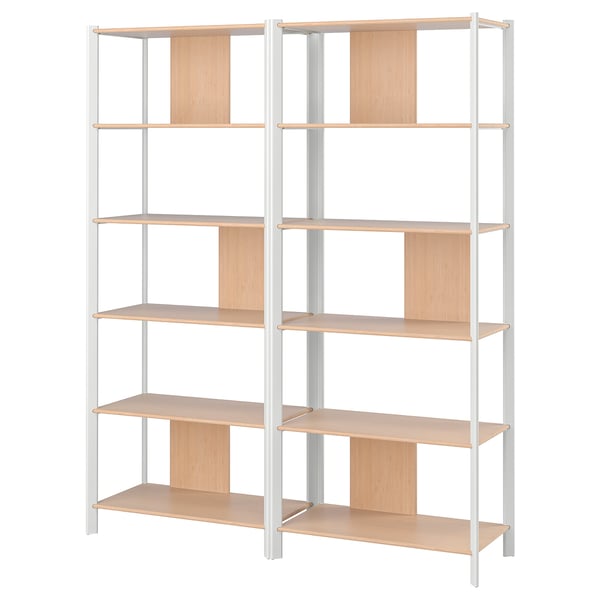 JÄTTESTA storage combination, white/light bamboo, 160x40x195 cm