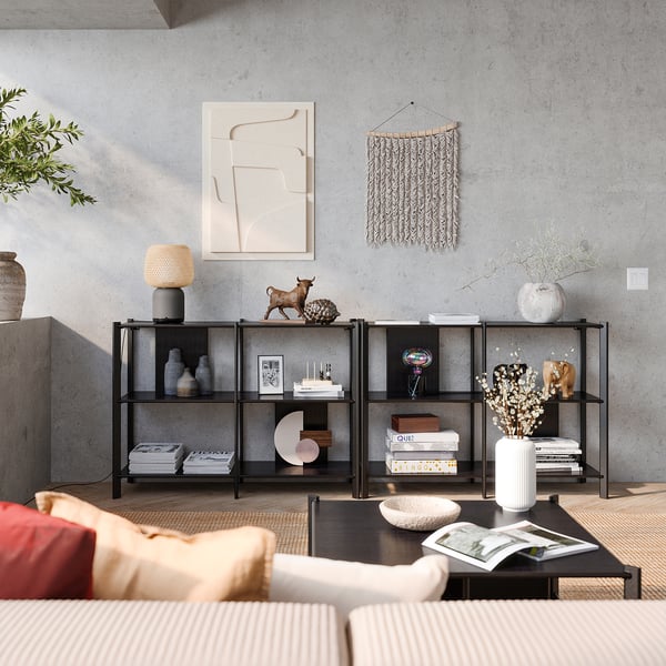 JÄTTESTA storage combination, black, 240x40x85 cm