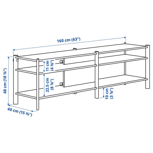 JÄTTESTA TV storage combination, white/light bamboo, 240x40x195 cm