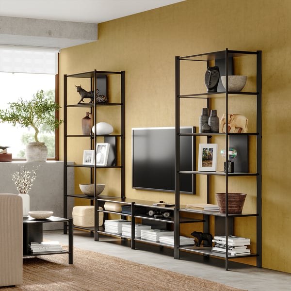 JÄTTESTA TV storage combination, black, 320x40x195 cm