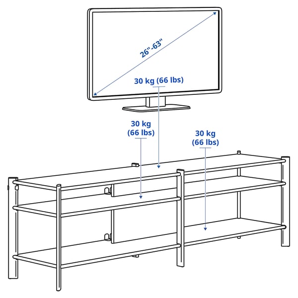 JÄTTESTA TV bench, white/light bamboo, 160x40x49 cm
