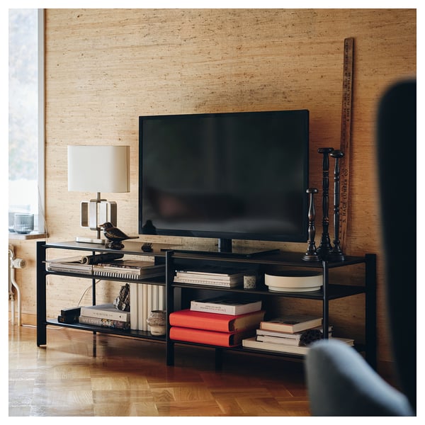 JÄTTESTA - JÄTTESTA TV bench, black, 160x40x49 cm