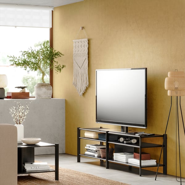 JÄTTESTA - JÄTTESTA TV bench, black, 160x40x49 cm