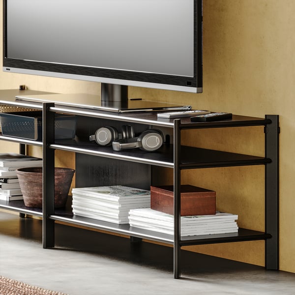 JÄTTESTA - JÄTTESTA TV bench, black, 160x40x49 cm