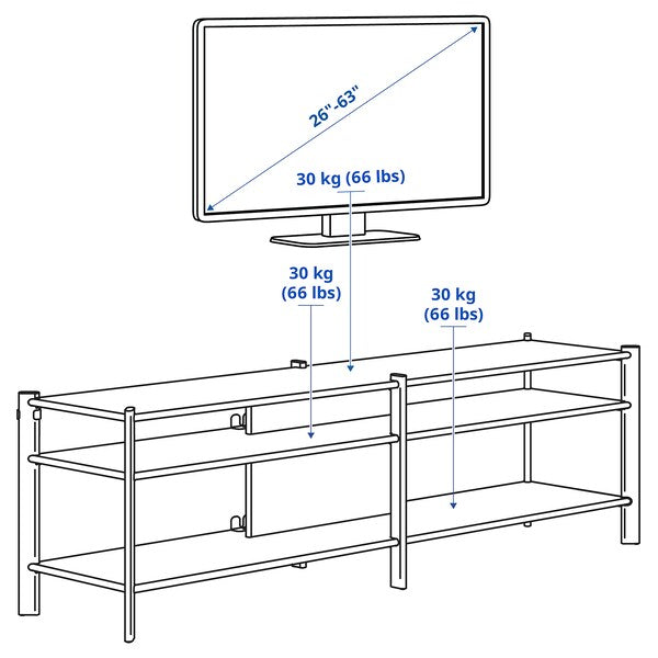 JÄTTESTA TV bench, black, 160x40x49 cm