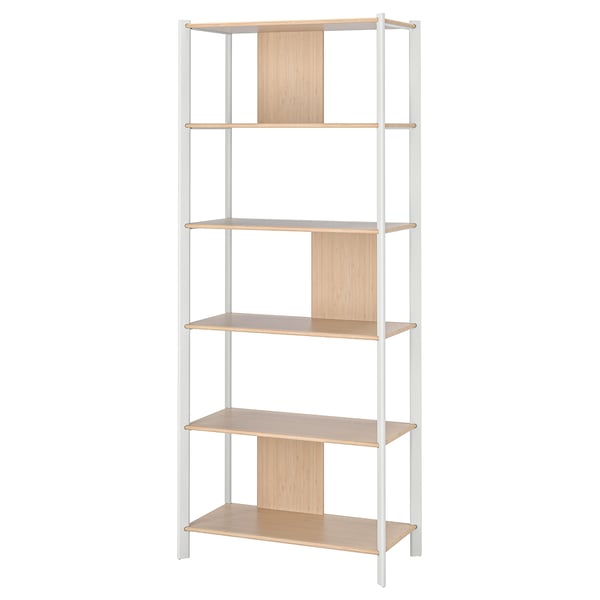 JÄTTESTA shelving unit, white/light bamboo, 80x195 cm