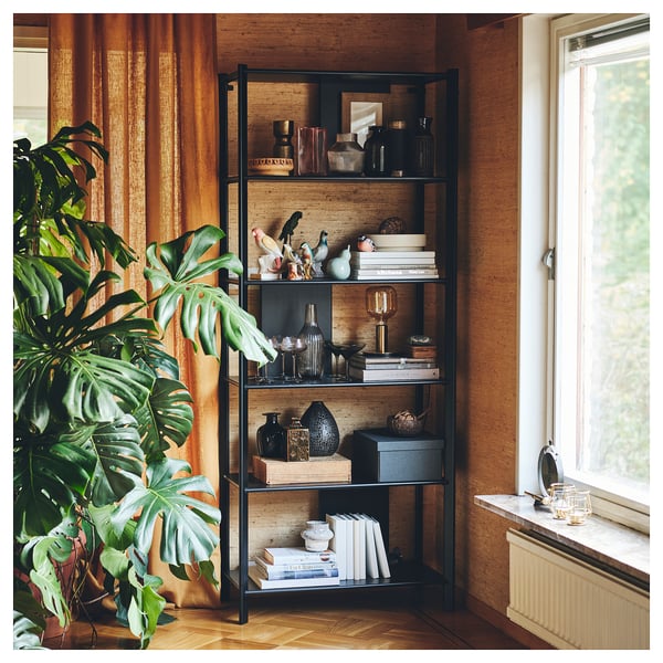 JÄTTESTA shelving unit, black, 80x195 cm