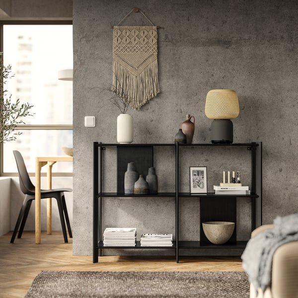 JÄTTESTA shelving unit, black, 120x85 cm