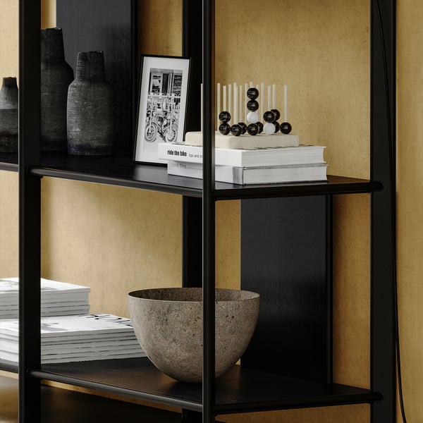 JÄTTESTA shelving unit, black, 120x85 cm