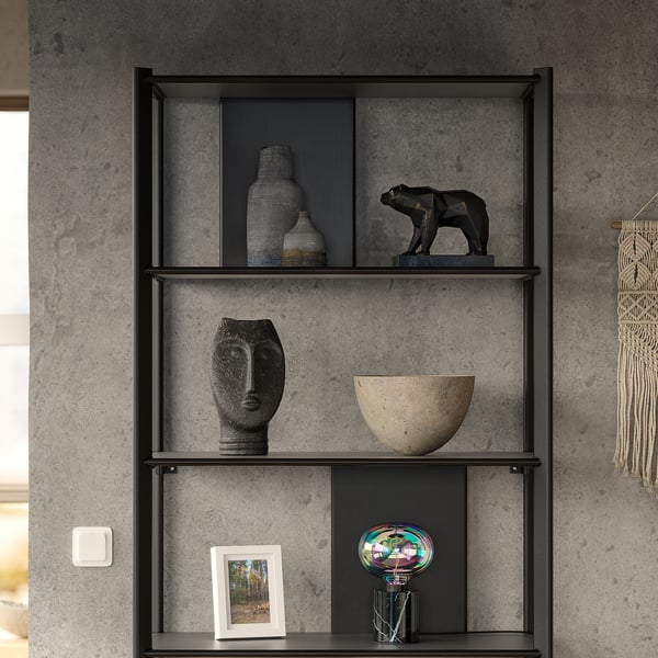 JÄTTESTA shelving unit, black, 80x195 cm
