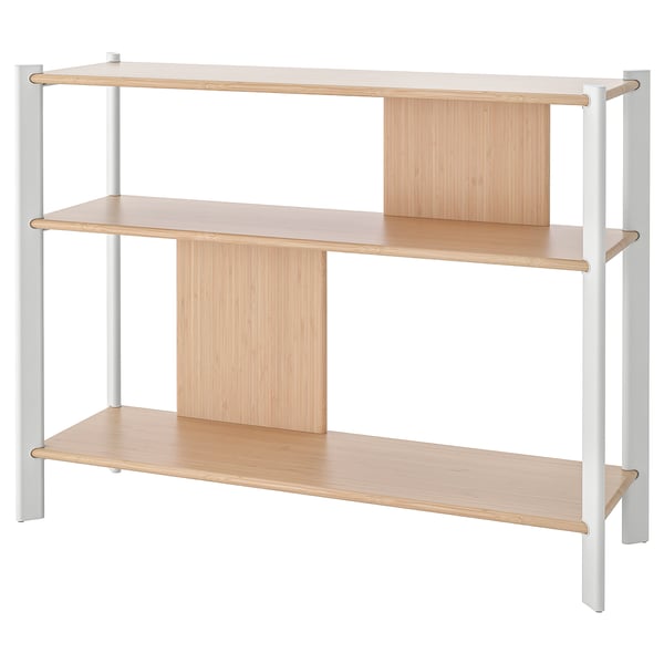 JÄTTESTA side table, white/light bamboo, 95x30 cm