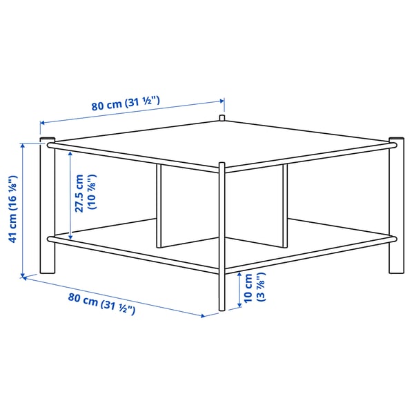JÄTTESTA coffee table, white/light bamboo, 80x80 cm