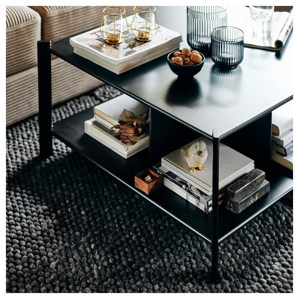 JÄTTESTA coffee table, black, 80x80 cm