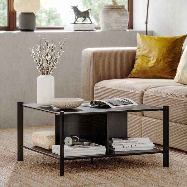 JÄTTESTA coffee table, black, 80x80 cm