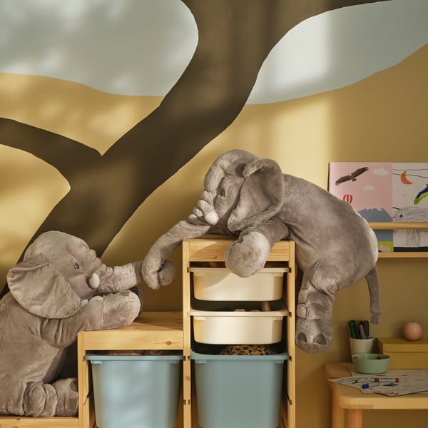 JÄTTESTOR - JÄTTESTOR Soft toy, elephant/grey