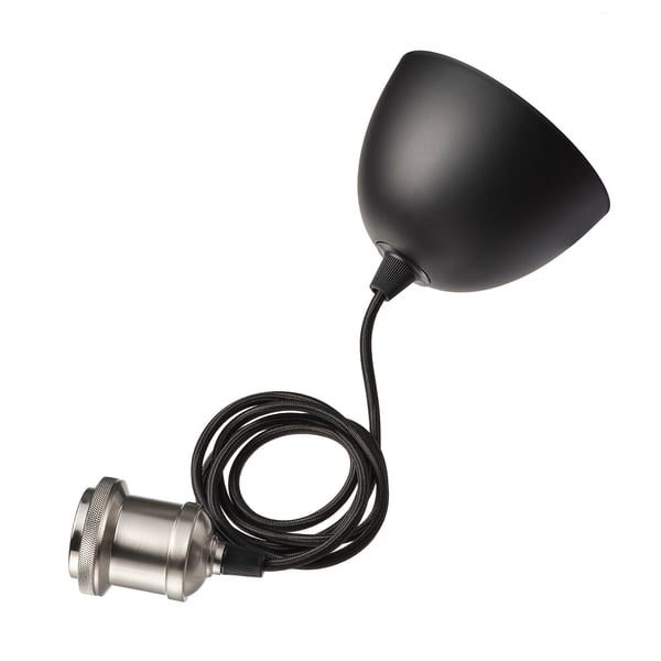 JAKOBSBYN / JÄLLBY pendant lamp, clear glass/nickel-plated, 30 cm