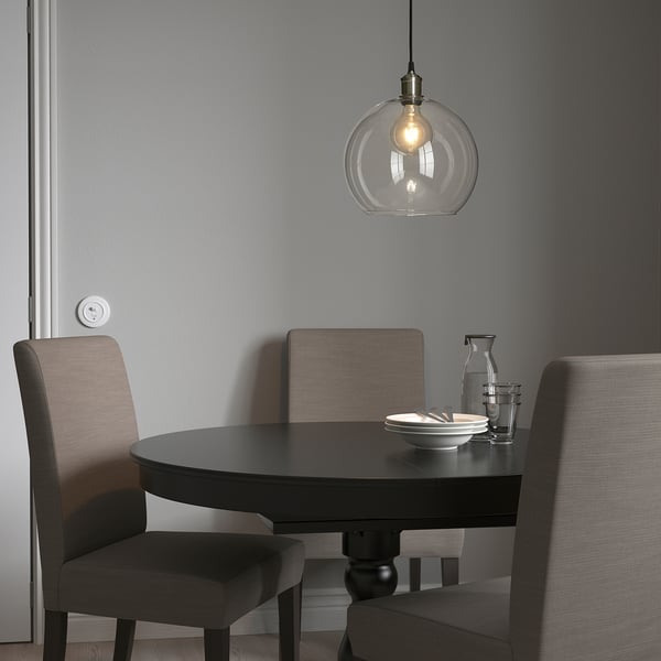 JAKOBSBYN / JÄLLBY pendant lamp, clear glass/nickel-plated, 30 cm