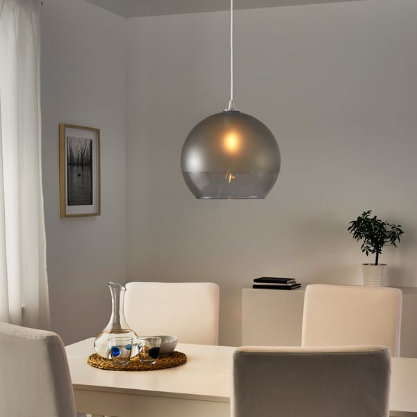JAKOBSBYN - JAKOBSBYN Pendant lamp shade, frosted glass/grey, 30 cm