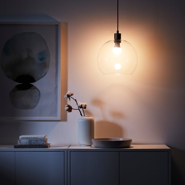 JAKOBSBYN pendant lamp shade, clear glass, 30 cm