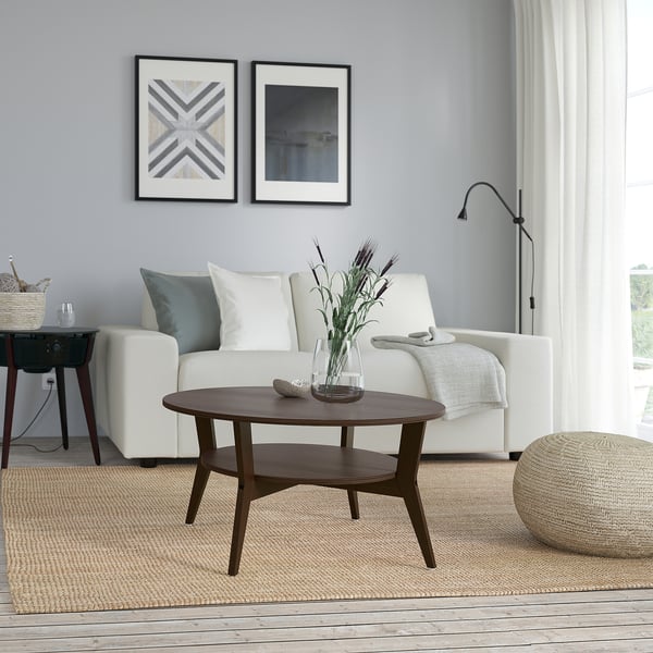 JAKOBSFORS coffee table, dark brown stained oak veneer, 80 cm