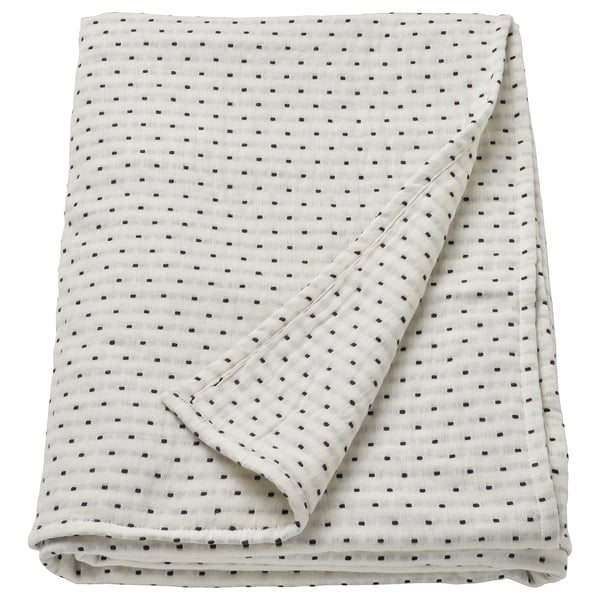 JAKOBSLILJA - JAKOBSLILJA Bedspread, off-white/anthracite, 150x250 cm