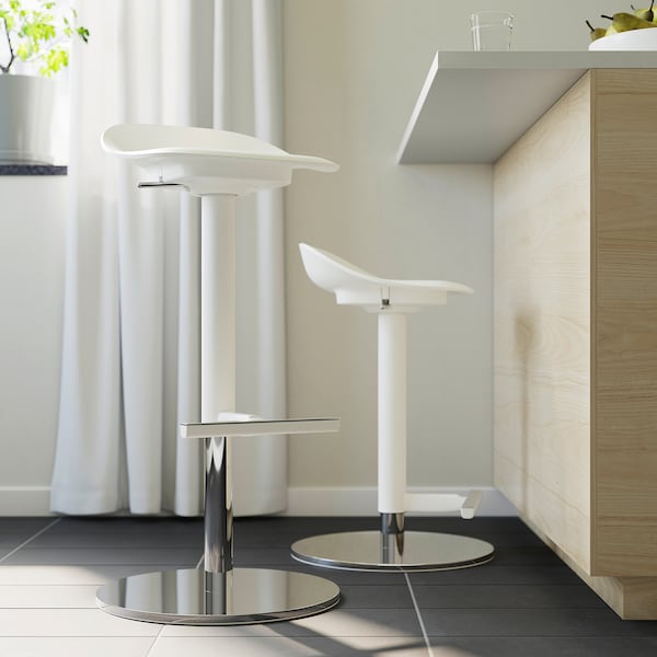 JANINGE - Bar stool, white, 76 cm