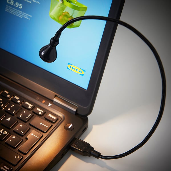 JANSJÖ - JANSJÖ LED USB lamp, black, 38 cm
