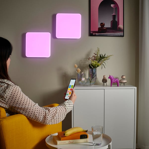 JETSTRÖM - LED wall panel, smart adjustable light intensity/wired colour and spectrum white,30x30 cm