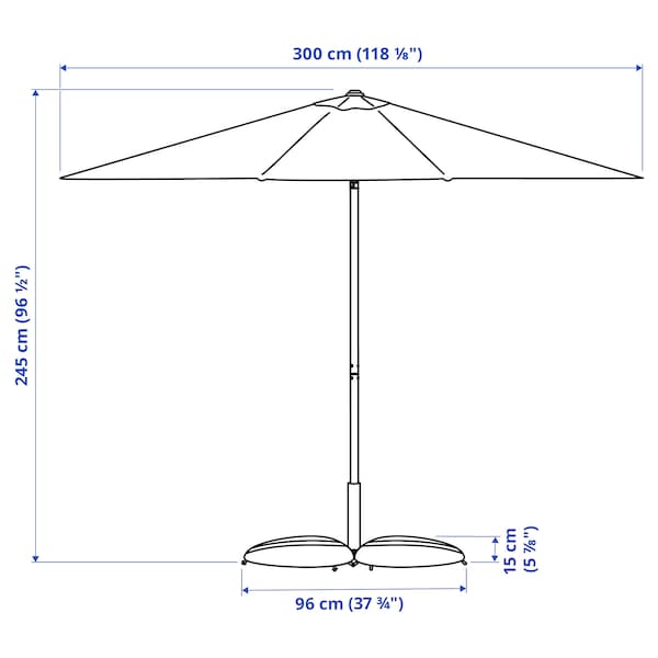 Ikea JOGGESÖ / IGGÖN - Parasol with base, tilting light-beige/dark gray,300 cm