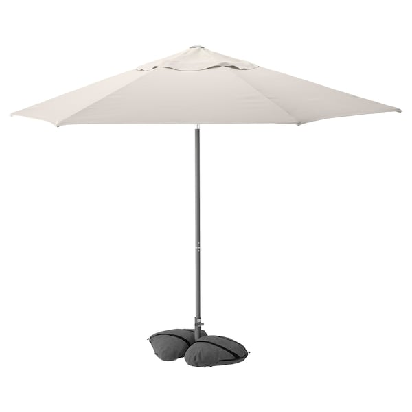 Ikea JOGGESÖ / IGGÖN - Parasol with base, tilting light-beige/dark gray,300 cm