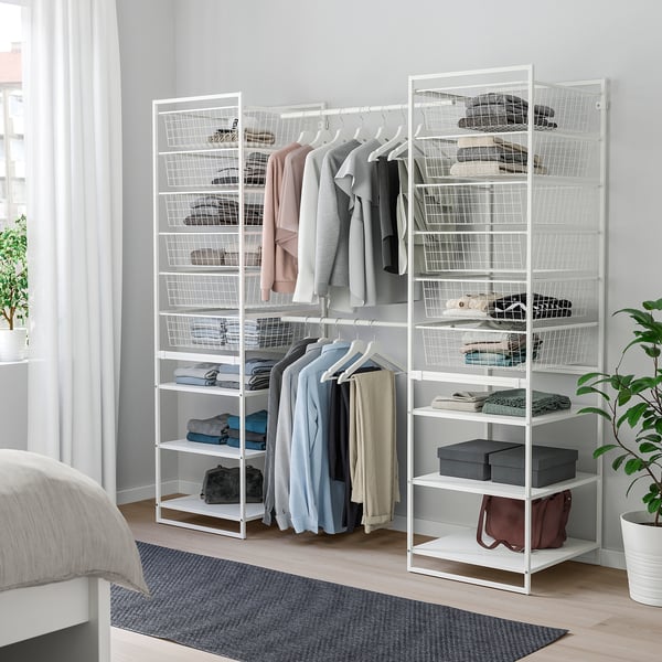 JONAXEL wardrobe combination, white, 142-178x51x173 cm
