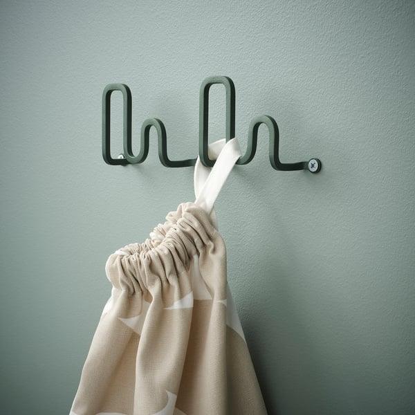 JORDMÅNEN hook, dark grey-green, 10x6x3 cm, 2 pack