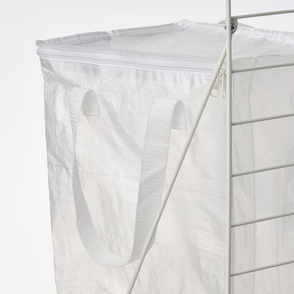 JOSTEIN bag with stand, white/transparent in/outdoor, 60x40x74 cm