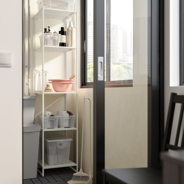 JOSTEIN shelf, metal/in/outdoor white, 37x40 cm