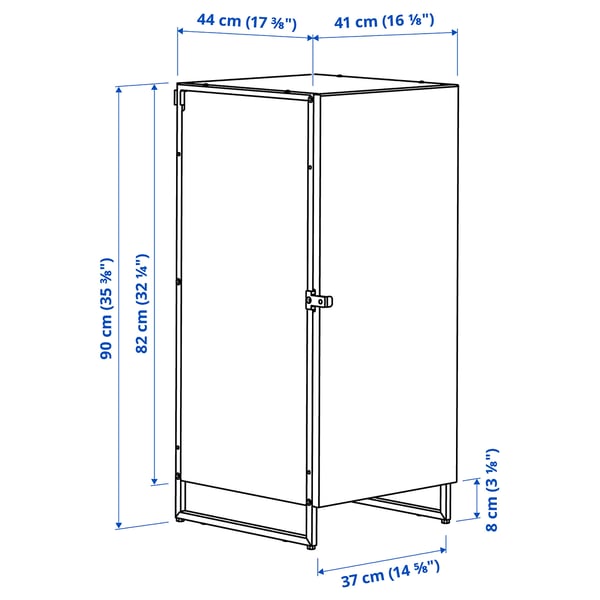 JOSTEIN shelving unit with door, in/outdoor/white, 41x44x90 cm