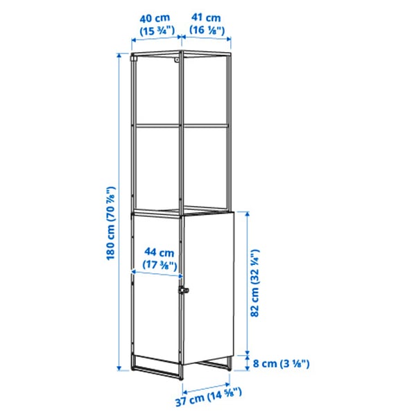 JOSTEIN shelving unit with door, in/outdoor/white, 41x44x180 cm