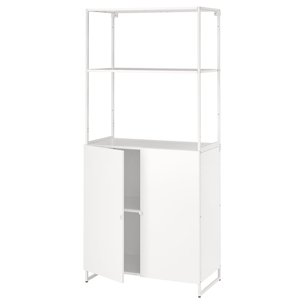 JOSTEIN shelving unit with doors, in/outdoor/white, 81x44x180 cm