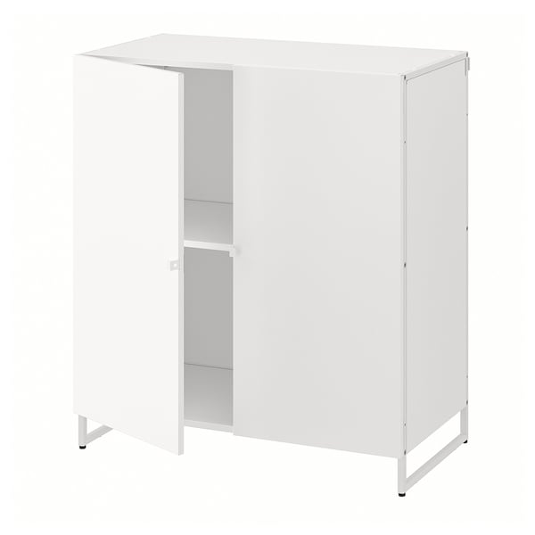 JOSTEIN shelving unit with doors, in/outdoor/white, 81x44x90 cm