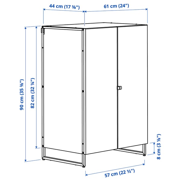 JOSTEIN shelving unit with doors, in/outdoor/white, 61x44x90 cm