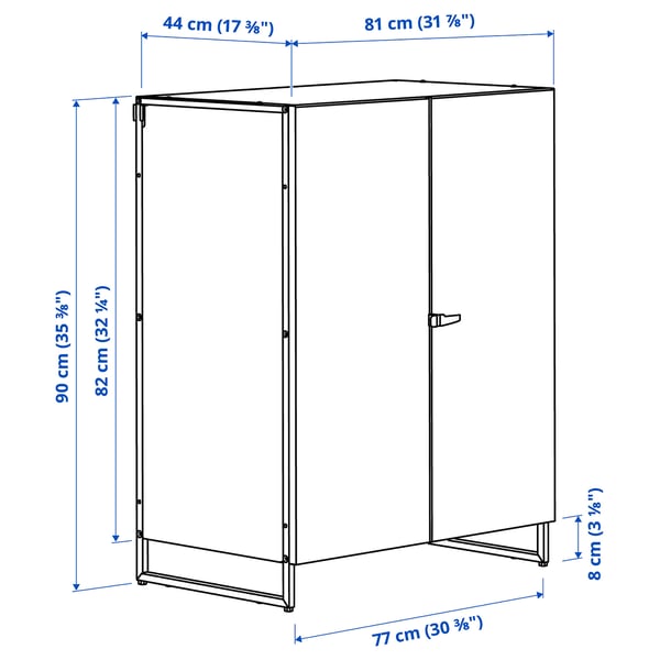 JOSTEIN shelving unit with doors, in/outdoor/white, 81x44x90 cm