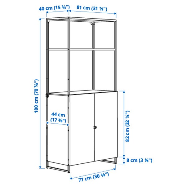 JOSTEIN - Shelving unit with doors, in / outdoor / white,81x44x180 cm