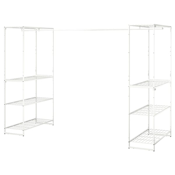 JOSTEIN shelving unit with clothes rod, in/outdoor/wire white, 81x166/270x180 cm