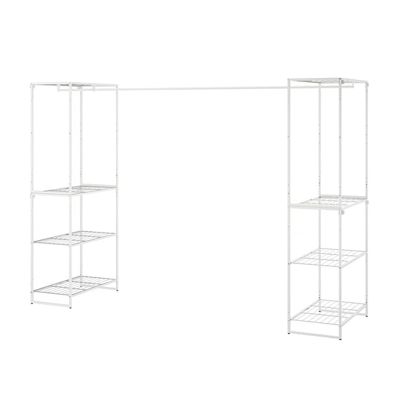 JOSTEIN shelving unit with clothes rod, in/outdoor/wire white, 61x166/270x180 cm