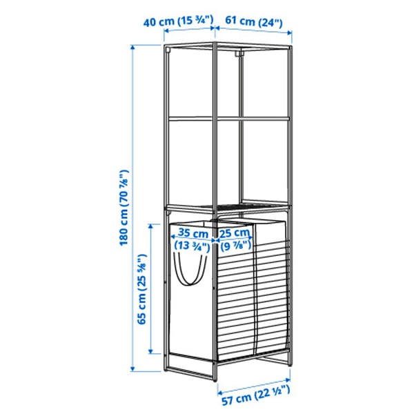JOSTEIN - Shelf with bags, for indoor / outdoor metal wire / transparent white,61x40/76x180 cm