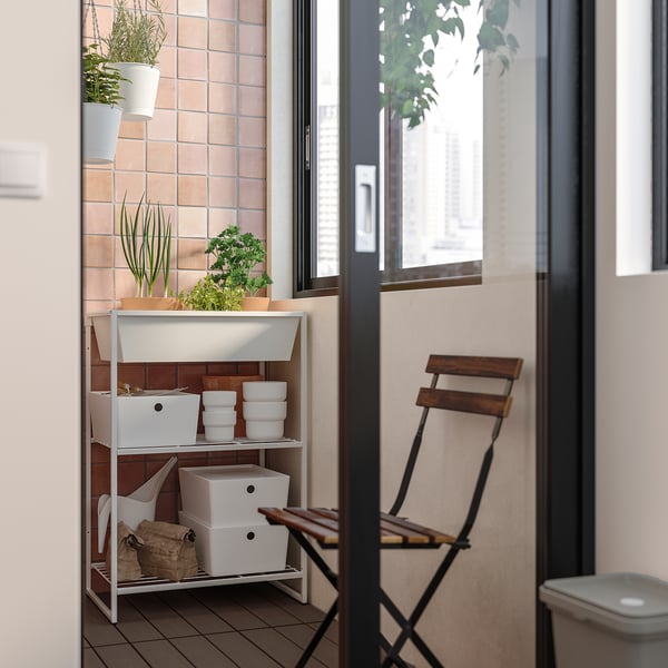JOSTEIN - Shelving unit with storage, in / outdoor / white metal wire,61x40x90 cm