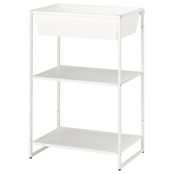 JOSTEIN shelving unit with container, in/outdoor/metal white, 61x40x90 cm