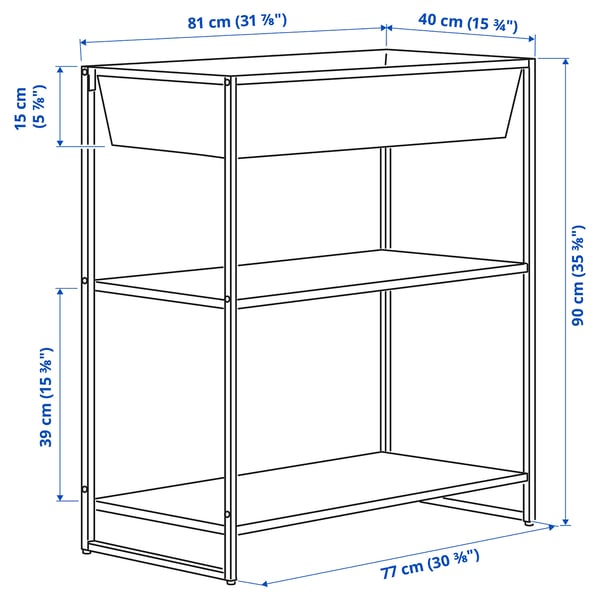 JOSTEIN - Shelving unit with storage, in / outdoor / white metal,81x40x90 cm