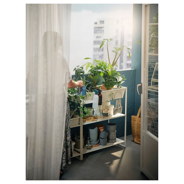 JOSTEIN shelving unit with container, in/outdoor/metal white, 81x40x90 cm