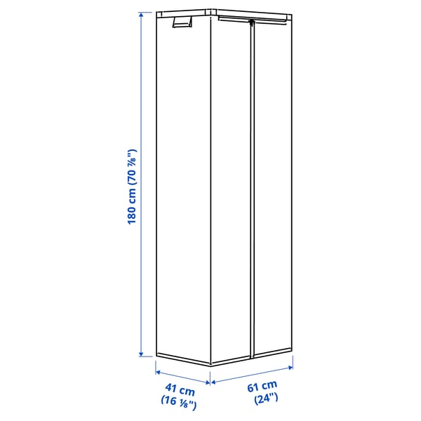 JOSTEIN shelving unit with cover, in/outdoor wire/transparent white, 61x41x180 cm